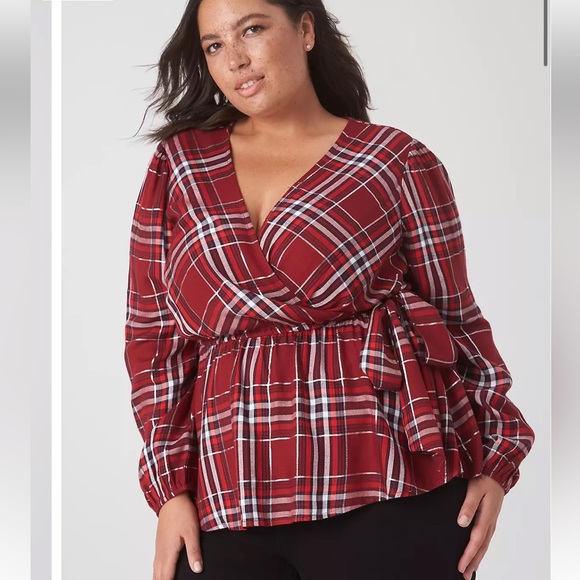 NWT Lane Bryant Peplum Faux Wrap Top - Picture 1 of 3